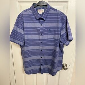 Penguin Purple Slim Fit Short Sleeve Casual Button Down Shirt